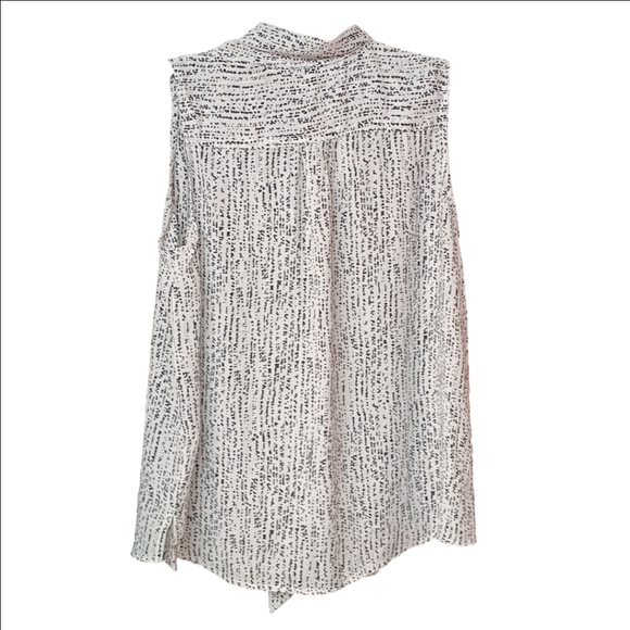 NWT Carolina Belle Black & White Sleeveless Button Down Blouse W/ Neck Tie - Picture 5 of 5